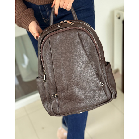 Рюкзак женский городской из натуральной кожи Genuine leather 28738 коричневый (шоколад)