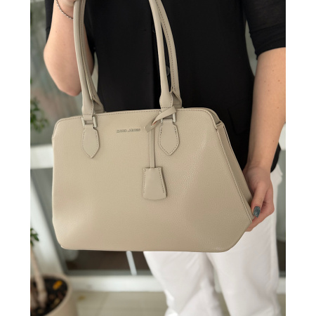 Сумка женская из кожзаменителя David Jones 28973 светло-бежевая
