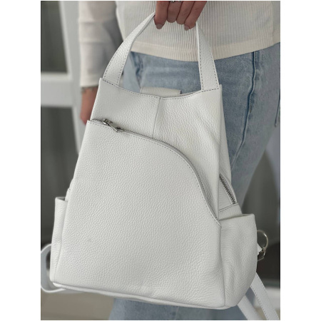 Рюкзак женский городской из натуральной кожи Genuine leather 27315 белый
