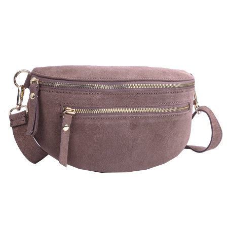Сумка бананка из натуральной замши Genuine leather 27288 тауп