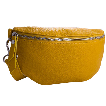 Кожаная сумка-бананка Genuine leather 20426 желтая