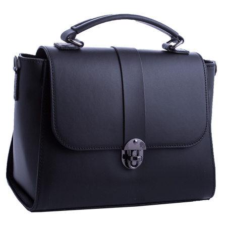 Итальянская кожаная сумка Genuine leather 18957 черная 