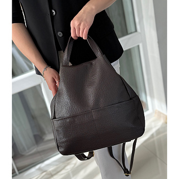 Рюкзак женский городской из натуральной кожи Genuine leather 28670 коричневый