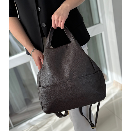 Рюкзак женский городской из натуральной кожи Genuine leather 28670 коричневый