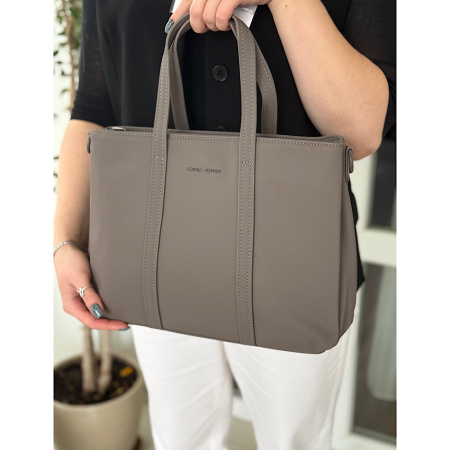 Сумка женская из плотного текстиля David Jones 28942 темный тауп