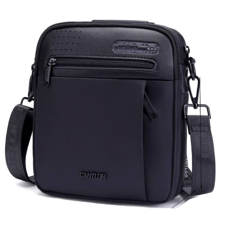 Сумка мужская через плечо из кожзаменителя Cantlor 28393 черная