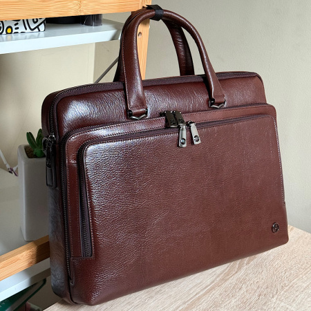 Сумка мужская из натуральной кожи HT 28886 коричневая