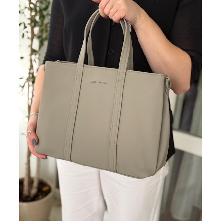 Сумка женская из плотного текстиля David Jones 28944 теплый серый