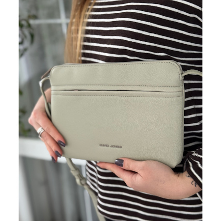 Сумка жіноча крос боді з еко шкіри David Jones 29090 світло-оливкова