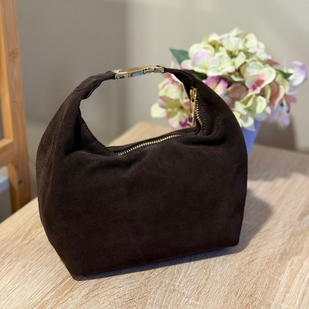 Женская сумка кросс-боди из натуральной замши 28866 коричневая