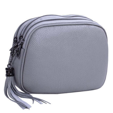 Сумка женская кросс боди из натуральной кожи Genuine leather 27162 светло-серая