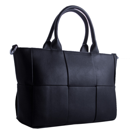 Женская кожаная сумка на 2-х ручках NN19693 черная