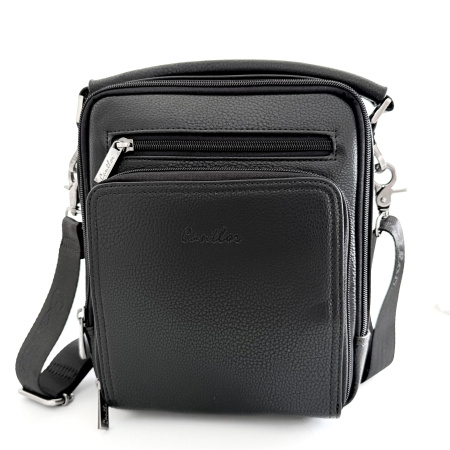 Сумка чоловіча через плече з еко шкіри Cantlor 28407 чорна