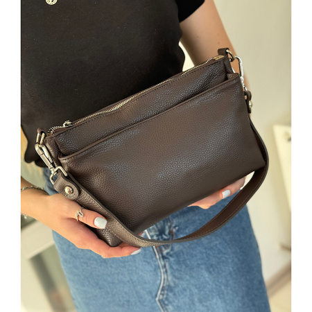 Сумка женская кросс боди из натуральной кожи Genuine leather 28635 коричневая