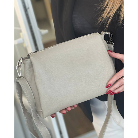 Сумка женская кросс боди из натуральной кожи Genuine leather 28006 теплый серый