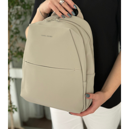 Рюкзак женский городской из плотного текстиля David Jones 28949 светлый тауп
