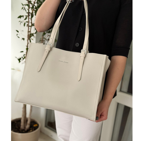 Сумка женская из кожзаменителя David Jones 28928 светлый беж (молочный)