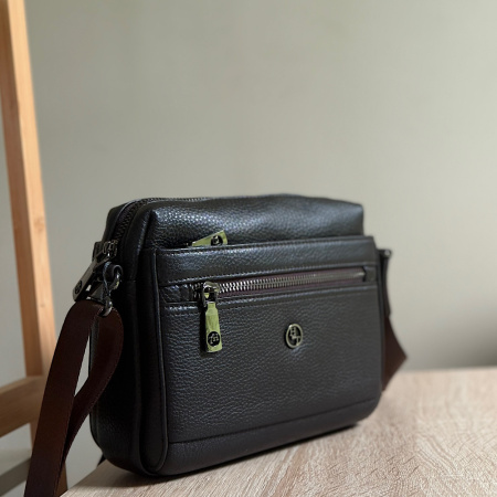 Сумка мужская через плечо из натуральной кожи HT 28875 коричневая