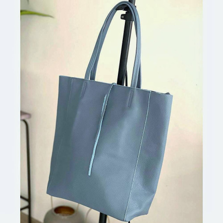 Сумка шоппер женская из натуральной кожи Genuine leather 27203 голубая