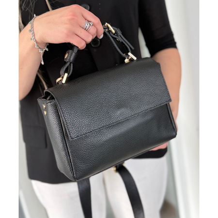 Сумка женская кросс боди из натуральной кожи Genuine leather 28661 черная