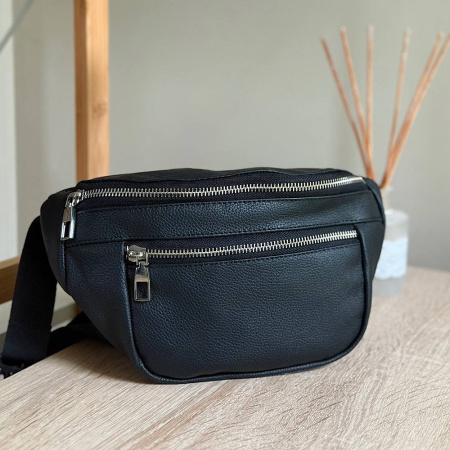 Поясная сумка из натуральной кожи ST 28996 черная