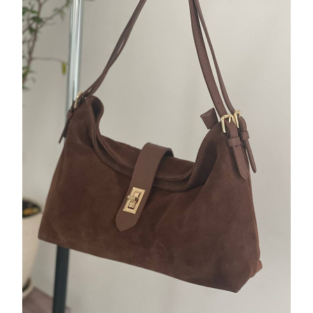 Сумка жіноча із натуральної замші Genuine leather 29004 коричнева