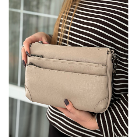 Сумка жіноча крос боді з натуральної шкіри NN 29133 бежева