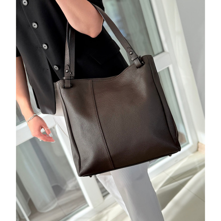 Сумка мешок женская из натуральной кожи Genuine leather 28665 коричневая