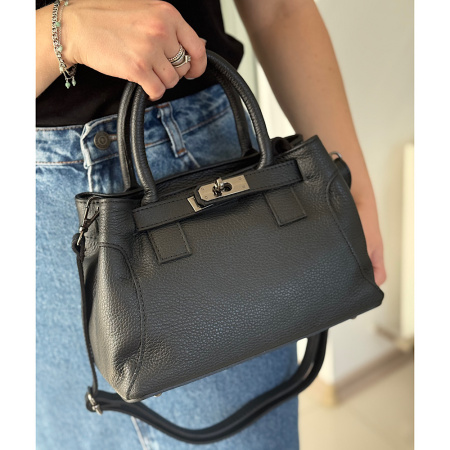 Сумка женская кросс боди из натуральной кожи Genuine leather 28630 черная