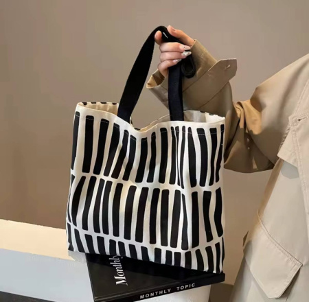 Сумка шоппер женская текстильная TXT 29014 черно-белая