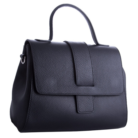 Кожаная сумка с клапаном Genuine leather 19916 черная