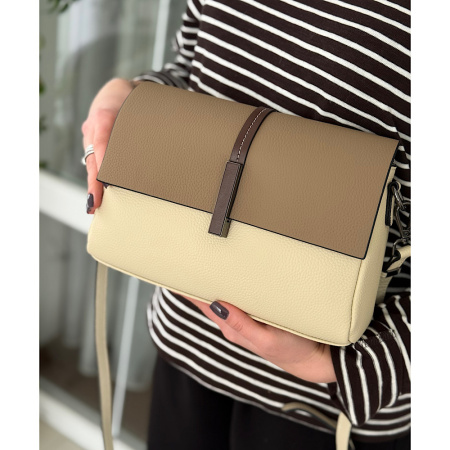 Сумка жіноча крос боді з натуральної шкіри NN 29143 бежева