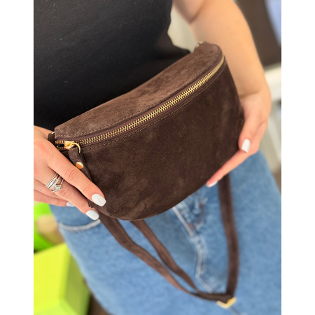 Сумка женская банака из натуральной замши Genuine leather 28649 коричневая
