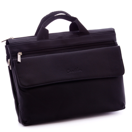 Мужская сумка на двух ручках из кожзаменителя Cantlor 01914 черная 