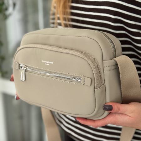 Сумка жіноча крос боді з еко шкіри David Jones 29075 холодний беж