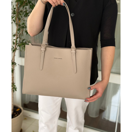 Сумка женская из кожзаменителя David Jones 28927 светлый тауп