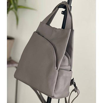 Рюкзак женский из натуральной кожи Genuine leather 27256 теплый серый