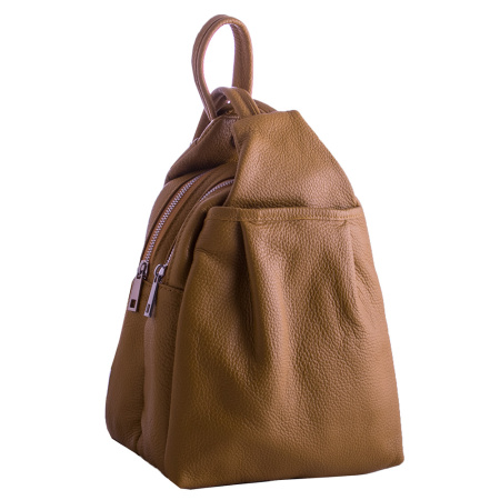 Итальянский кожаный рюкзак женский городской Genuine leather 20047 горчичный